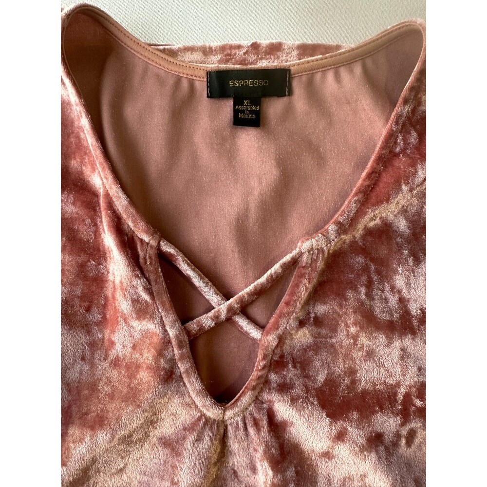 Espresso Womens Dress XL‎ Velvet Mauve Pink Stretch Criss Cross Neck Sleeveless